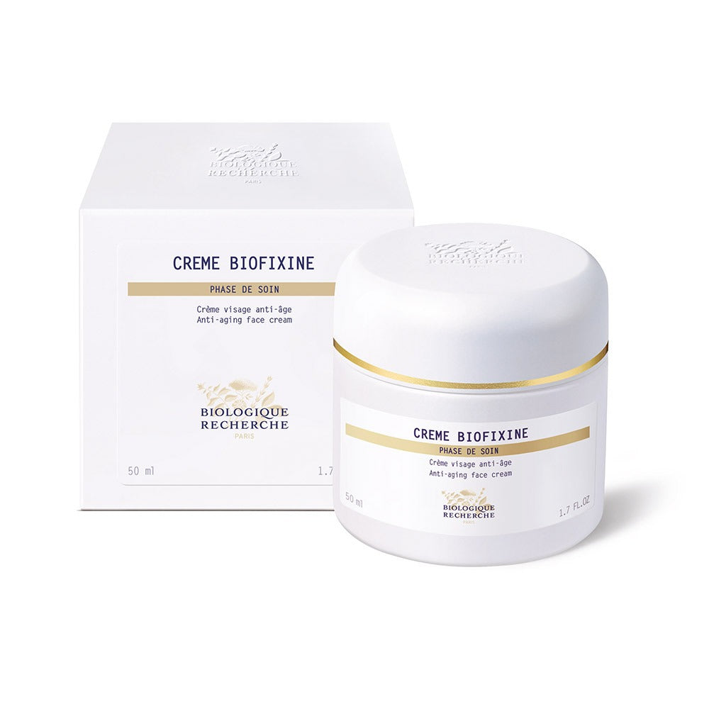 Flacone e scatola di Crème Biofixine Biologique Recherche – crema anti-rughe distensiva per viso e décolleté